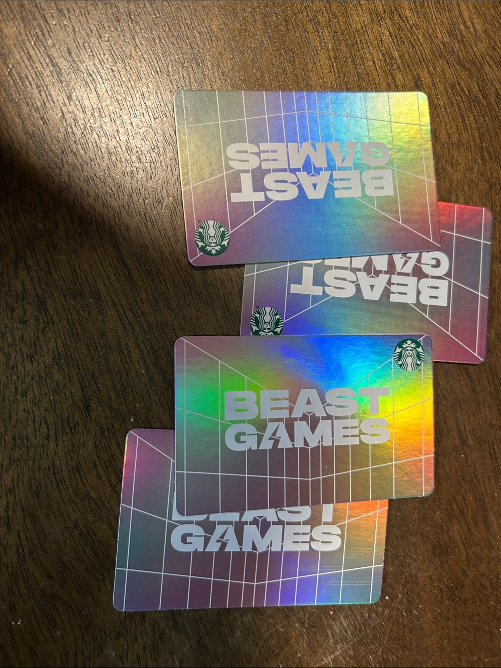 Starbucks Beast Games Holographic Rainbow Gift Card Set